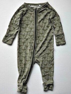 Brave Little Ones Bamboo Zip Romper - Sage Rainbow Green & White Baby 0-3M